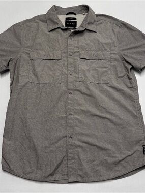 prAna Slim Fit Short Sleeve Outdoor Shirt Mens S Gray Print